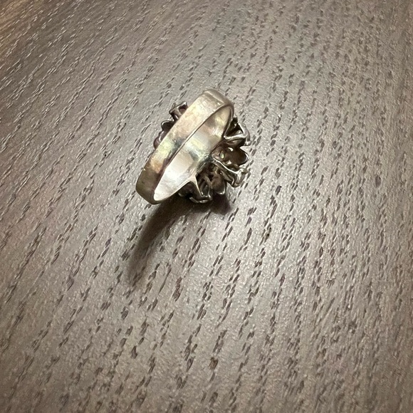 Vintage Sterling Silver 925 Floral Starburst Cocktail Ring Cubic Zirconia Y2K - Picture 5 of 9